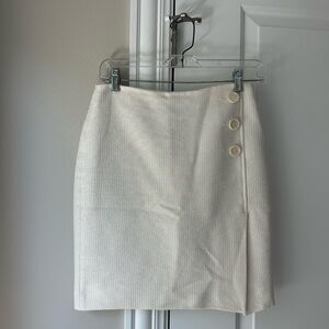Elegant Cream Skirt with Button Detail